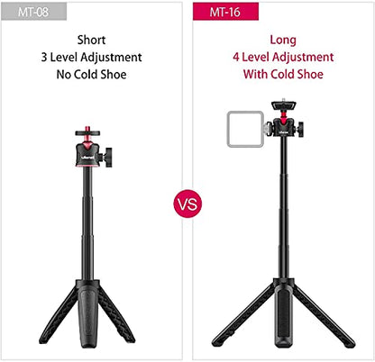 ULANZI MT-16 2-in-1 Mini Tripod Selfie Stick for iPhone Camera Mount, 360° Ball Head & Cold Shoe, Lightweight Tripod Stand for iPhone 17-12 Series/DJI Osmo/Insta360, Action Cam, Vlogging, Travel, DSLR
