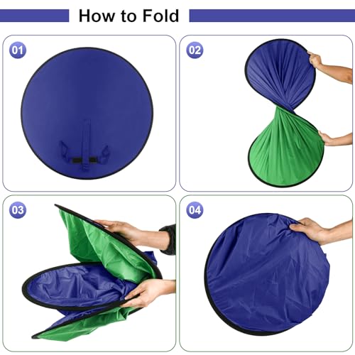 Cosmos 1 Pc Blue Screen Backdrop 43 in / 110 cm Diameter Foldable Portable Photography Background Green Screen Chroma Key Backdrop for Photography Photo Video Studio, Live Streaming, Video Meeting - color: Blue & Green (Double Sides)