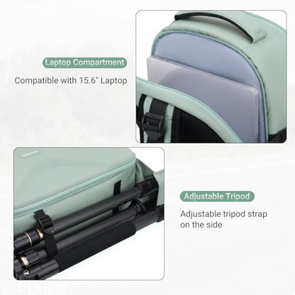 MOSISO Camera Backpack, DSLR/SLR/Mirrorless Photography Backpack, Camera Bag with Tripod Holder&15.6 inch Laptop Compartment&Rain Cover Compatible with Canon/Nikon/Sony/DJI Mavic Drone, Antique Green - color: Antique Green