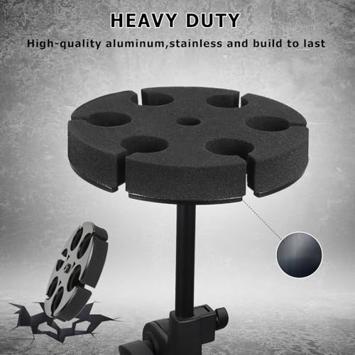 Multi Microphone Holder, Hold Up to 6 Microphones, Wired and Wireless Mic Holder for Stand, Aluminum, Black