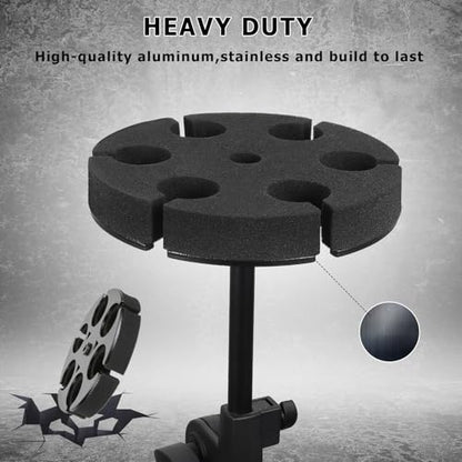 Multi Microphone Holder, Hold Up to 6 Microphones, Wired and Wireless Mic Holder for Stand, Aluminum, Black