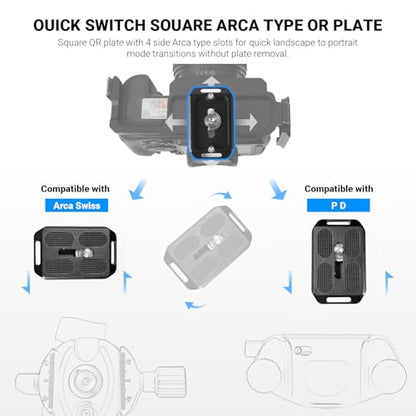 2 Pack Arca-Swiss Plate, Quick Release Plate Camera Mount, 38 * 60mm Arca-Swiss Mount Plate with Safety Pins, Lightweight Aluminum for Tripod/Monopod/Strap, 1/4" Screw Compatible Camera - size: 38mm*60mm