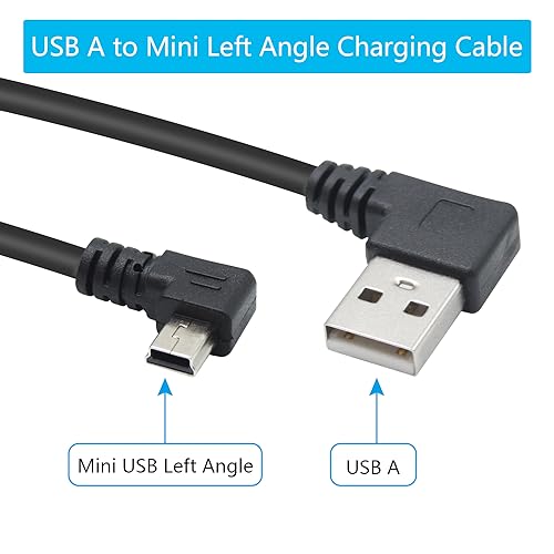 Short Mini USB Charging Cable 9inch, Left Angle Mini USB Male to USB 2.0 Type A Male Data Sync and Charge Cable, for Dash Cam, DigitalCamera, Hard Drive, MP3 Player, Phone (2Pcs) - style: 2Pcs Mini USB - Left Angle