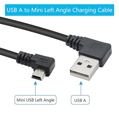 Short Mini USB Charging Cable 9inch, Left Angle Mini USB Male to USB 2.0 Type A Male Data Sync and Charge Cable, for Dash Cam, DigitalCamera, Hard Drive, MP3 Player, Phone (2Pcs) - style: 2Pcs Mini USB - Left Angle