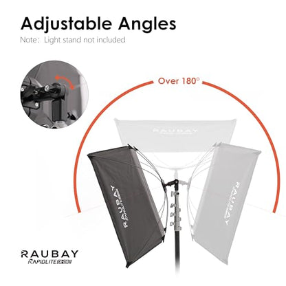 RAUBAY Quick-Open Curved Reflector, U-Shape Clamshell Light Reflector with 48in x 26in Photography Diffuser for Studio Portrait&Video Shooting, 4-in-1 Black/White/Silver/Gold, RAPIDLITE, CR-120