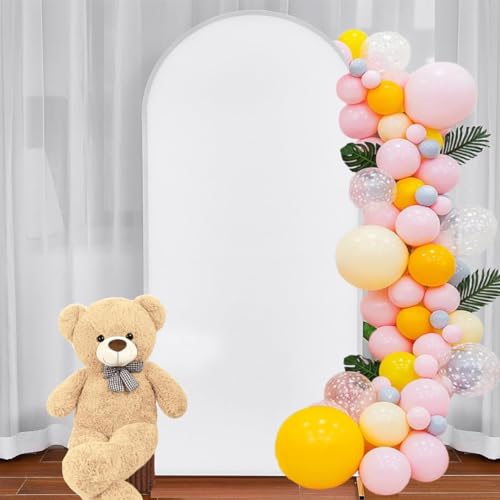 Albassa Arch Backdrop Cover 2-Sided Spandex Wedding Arch Covers Fitted Round Top Chiara Backdrop Stand Cover for Baby Shower Birthday Party Wedding Decoration (White, 6.6FT) - color: White, size: 6.6FT