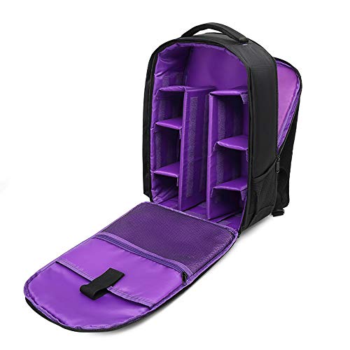 Waterproof SLR/DSLR Camera Backpack Shoulder Bag Travel Case For Canon Nikon Sony Digital Lens (Large, Purple) - color: Purple, size: Large
