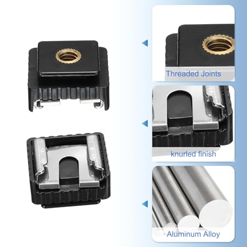 PATIKIL Hot Shoe Adapter 1/4" Female, 4 Pcs Hot Shoe Mount Adapter Camera Mount Screw Camera Video Light Converter for Microphone Holder Accessories 0.55x0.91x0.87 Inch