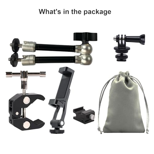 Camera Arm for Hunting,C-Clip Magic Arm Cell Phone Holder for Self Filming Hunts Tripod Compatible Gopro,Trail Camera, iPhone, Mevo Start and Outfitter Action Camera, Substitute Tree Stand Mount