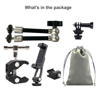 Camera Arm for Hunting,C-Clip Magic Arm Cell Phone Holder for Self Filming Hunts Tripod Compatible Gopro,Trail Camera, iPhone, Mevo Start and Outfitter Action Camera, Substitute Tree Stand Mount
