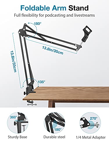 InnoGear Webcam Stand, Boom Arm Mount Stand for Logitech Webcam BRIO 4K C920 C920S C922 C922x C925e C930 NexiGo N60, 1/4"-3/8" and 3/8"-5/8" Screw for Blue Yeti Snowball Yeti Nano and Other Mics - style: Webcam Boom Stand