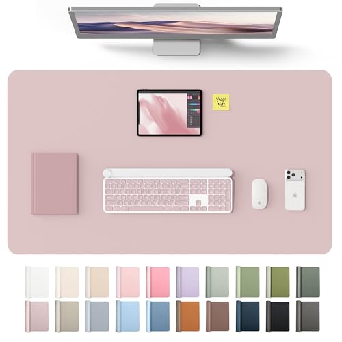 YSAGi Leather Desk Protector, Office Mat, Large Mouse Mat, Non-Slip PU Leather Blotter, Laptop Desk Mat, Waterproof Writing Pad for Office and Home(Grayish Lavender, 40" x 24") - color: Grayish Lavender, size: 40" x 24"