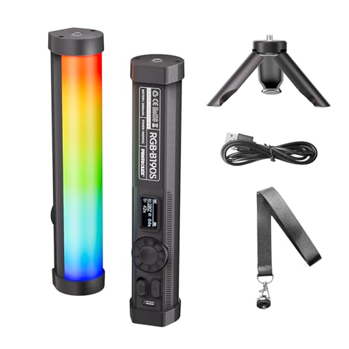 PHOTOOLEX RGB Tube Light, Mini LED Video Light Wand, Magnetic Light Stick | 190mm/2600mAh/Rechargeable/Handheld/2500-9900K/360° Full Color/CRI 96+, Photography Light Bar for TikTok YouTube