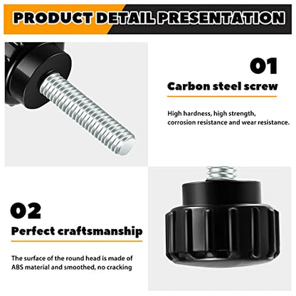 Hotop Threaded Knurled Thumbscrew Monitor Mount Screws on Knobs Monitor Screws Carbon Steel Clamping Knobs Grip Thumb Screw Mounting Thumb Screw, Black(20 Pieces,M4 x 15 mm) - size: M4 x 15 mm