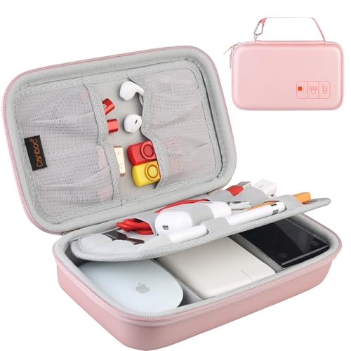 Canboc Hard Electronic Organizer Travel Case Electronics Accessories Cable Gadget Wire Storage Tech Bag Double Layer Shockproof Box for Charger Cord Flash Drive Mouse Apple Pencil Power Bank,Rose Gold - color: A-A Rose gold