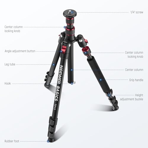 NEEWER Basics TP15 Camera Tripod Monopod, 68" Metal Heavy Duty Portable Travel DSLR Cell Phone Stand with Cellphone Holder Mount Compatible with iPhone Filming Video Recording, Ball Head Not Included - style: TP15
