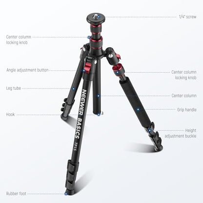 NEEWER Basics TP15 Camera Tripod Monopod, 68" Metal Heavy Duty Portable Travel DSLR Cell Phone Stand with Cellphone Holder Mount Compatible with iPhone Filming Video Recording, Ball Head Not Included - style: TP15