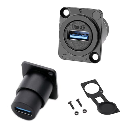PENGLIN 2PCS USB 3.0 Waterproof Socket, D-Type USB Panel Mount Solderless Connector Female to Female Feed Thru Signal Coupler, High Speed Data Extension Interface Adapter - size: 2PCS(USB3.0)