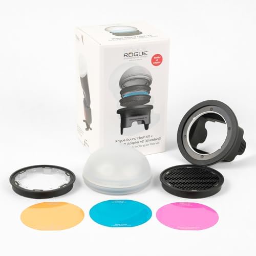Rogue Magnetic Modifier Flash Kit + Rogue Flash Adapter V2 (Standard) | Use these modifiers directly on your round flashes, and on your rectangular flashes with the included Flash Adapter v2 - color: Round Flash Kit + Standard Flash Adapter V2