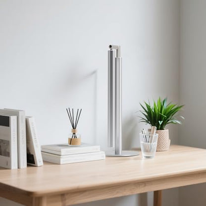 SIBRILLE Silver LED Desk Lamp, 16" Dimmable Metal Desk Light with Base, 15W 1200LM, Adapter Included, Color & Brightness Adjustable, Modern Tall Table Lamp for Home Office Reading Study Task Laptop - color: Silver
