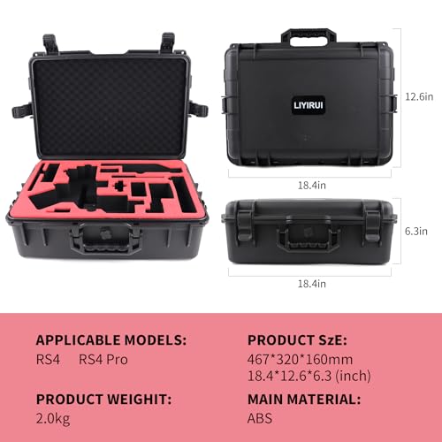 Ronin RS 4 Carrying Case RS4 Hard Box for DJI RS4/RS 4 Pro Gimbal Stabilizer Protection Accessories,Shockproof, Waterproof,Black[Case Only]
