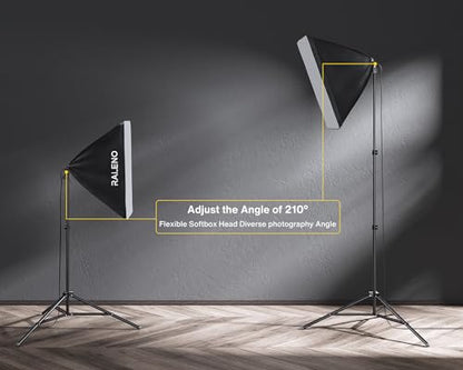 RALENO Photography Lighting Kit, 8.5x10ft Photo Backdrops Stands with 6x9ft Green Screen, 50W LED Bulbs, 5500 K, 97CRI, Umbrellas&Softbox Lighting kit for Studio Portrait Product Photography