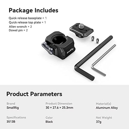 SMALLRIG Quick Release Plate Drop-in HawkLock mini Quick Release Camera Mount Adapter with 1/4" Screw, for Camera Clamp, Super Clamp, Ball Head, Tripod, Magic Arm, Stabilizer, Field Monitor - 3513C - style: Basic QR System