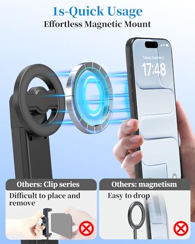 PlusAcc Auto Face Tracking Tripod for iPhone - Extendable Selfie Stick Mount for MagSafe, 360°Rotation Travel Stand with Rechargeable Remote, Compatible with iPhone, Camera, Video Recording - size: 72" Face Tracking