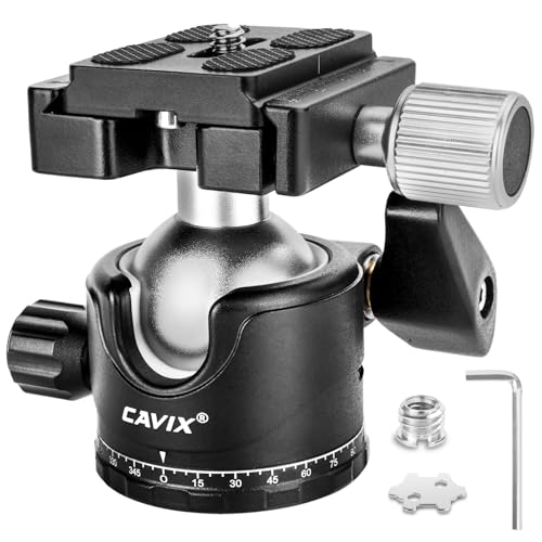 CAVIX Ball Head 360 Degree Rotating Panoramic Tripod Heads with Quick Release Plate Load Capacity 33lb/15kg - color: HB36A