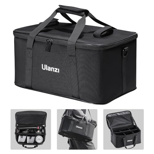 ULANZI Carrying Bag with Movable Foam Padded for Studio Light, Light Stands, Mini Softboxes, Durable Oxford Cloth Transit Bag Travel Case with Shoulder Strap & Handle, 17.13'' x 10.83'' x 8.27'',OM-01