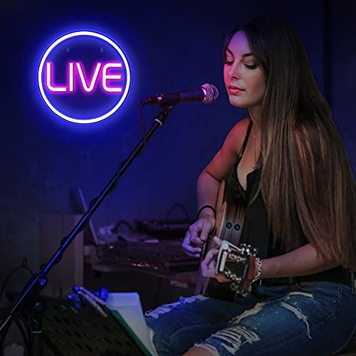 Lumoonosity Live Neon Sign - Blue&Pink LED On Air Light for Streamers/Influencers/Gamers - Streaming/Recording Live Neon Signs for Studio, Game Room, Bedroom - style: LIVE