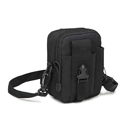 Belt Pouch, Tactical Molle Phone Pouch EDC Utility Pouches Waist Bag, Small Cell Phone Holster Gear Tool Gadget Pocket for Men - color: Shoulder Strap-Black
