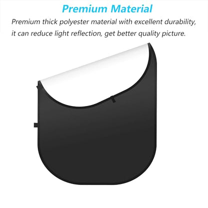 3.3x5ft/1x1.5m Chromakey Backdrop, 2-in-1 Black Screen and White Screen, Collapsible Reversible Pop Up Background for Photography Studio, Live Streaming, Video Shooting (Black/White) - color: Black/White, size: 3.3x5ft