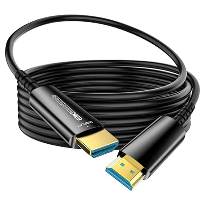 Fiber Optic HDMI Cable 80 FT, 8K Long HDMI 2.1 Cable, Thin HDMI Cord 48Gbps Ultra High Speed, 8K@60Hz 4K@240Hz, Dynamic HDR, eARC,HDCP 2.2&2.3, 3D, Compatible for PS4/5/Xbox/TV/Laptop/Monitor - size: 80 feet