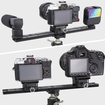LEFTFOTO 350mm Double Dovetail Slide Rail with Arca Swiss Quick Release Plate,Locating Hole for ARRI,1/4" & 3/8" Threads,Cold Shoe - for DSLR Camera Tripod Ballhead - size: 350mm