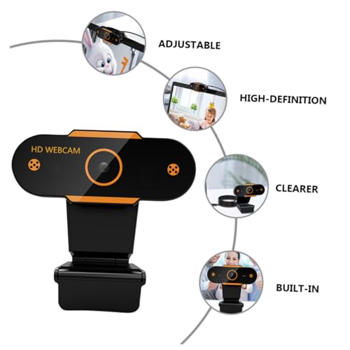 1080p USB Webcam with Built-in Microphone, Automatic Focusing Web Camera for Live Streaming and Video Conference, Plastic Laptop Web Camera Compatible with 5v Dc Power