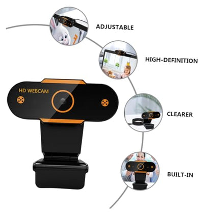 1080p USB Webcam with Built-in Microphone, Automatic Focusing Web Camera for Live Streaming and Video Conference, Plastic Laptop Web Camera Compatible with 5v Dc Power