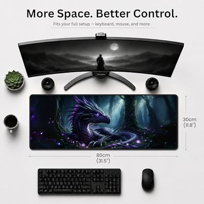 Dragon XL Gaming Mouse Pad (31.5x11.8) Waterproof 4mm Smooth Desk Mat