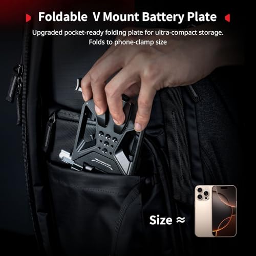 SMALLRIG Foldable V Mount Battery Plate Kit Pro, w/QR Plate for Arca, LCD Screen Protection Bracket & Cable Clips, All-in One Compact Camera Video Rig for Mirrorless/DSLR, for NEEWER V Mount Battery - style: Pro