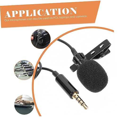 Healifty Clip Lavalier Microphone Lapel Mic with Shielded Cable for Clear Voice Recording Interference Aps Material for Studio Office Conference Tablet and Use
