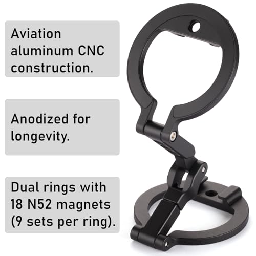 Double Sided Magnetic MagSafe Phone Holder | 360° Adjustable Phone Stand with Cold Shoe & 1/4 Thread Screw, Metal-Attachable Mount for iPhone MagSafe Series, Ideal for Vlog, Selfie & Live Broadcast