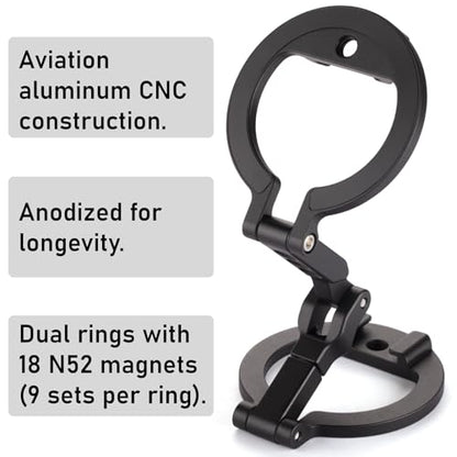 Double Sided Magnetic MagSafe Phone Holder | 360° Adjustable Phone Stand with Cold Shoe & 1/4 Thread Screw, Metal-Attachable Mount for iPhone MagSafe Series, Ideal for Vlog, Selfie & Live Broadcast