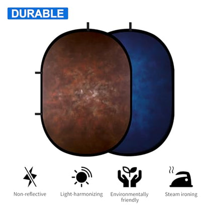 Selens 2 in 1 Portable Backdrop Double Side of Collapsible Backdrop for Portrait Photography, Video, Live Stream,55.12 * 78.75inches(Blue/Brown) - color: blue/brown