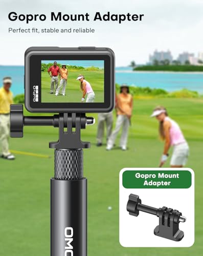 OMOTON CV08-B1 Golf Tripod & Monopod, 5-in-1 Pro Kit (Magnetic Phone Mount+Spike+Tripod+Remote+Action Camera Adapter), 59" Extendable Pole for Golf Swing Recording, Fit for iPhone, Android, GoPro