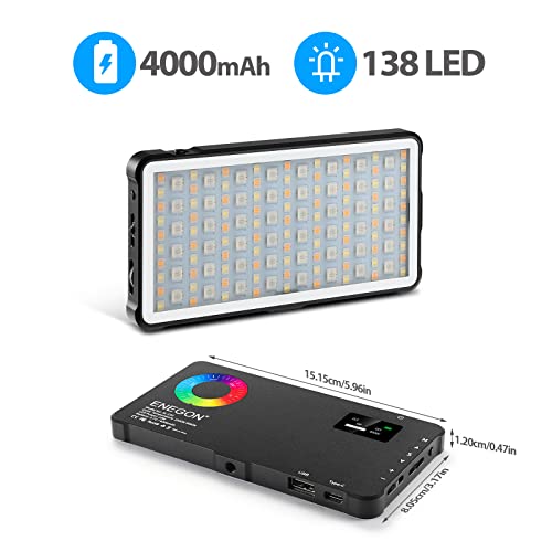 ENEGON RGB Video Light, Built-in 4000mAh Rechargeable Battery LED Camera Light Full Color 24 Common Light Effects, CRI≥95 2500-9000K LED Video Light Panel with Power Bank Function. - color: RGB Photo Fill Light