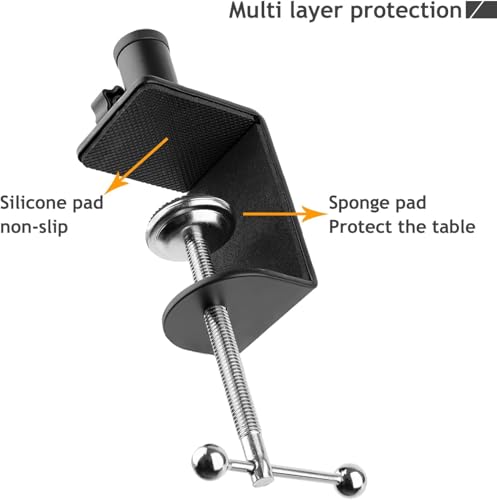 Desk C-Clamp with 1/2" Thread Hole, C Clamp for Microphone Stand, Adjustable Metal Table Clamp on Desk Lamp, Black Desk Lamp Clamp for Swing Arm Magnifying (4, black) - color: Black