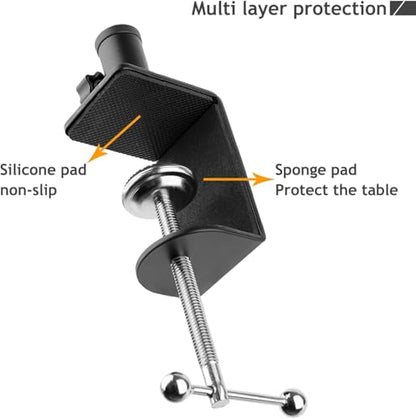 Desk C-Clamp with 1/2" Thread Hole, C Clamp for Microphone Stand, Adjustable Metal Table Clamp on Desk Lamp, Black Desk Lamp Clamp for Swing Arm Magnifying (4, black) - color: Black