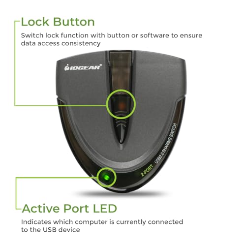 IOGEAR 2 Port USB 2.0 Switch - Auto Printer Switch - Manually or Auto Control - LEDs Indicate - Plug n Play - GUB231 - size: 2 Computer