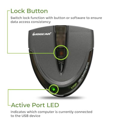 IOGEAR 2 Port USB 2.0 Switch - Auto Printer Switch - Manually or Auto Control - LEDs Indicate - Plug n Play - GUB231 - size: 2 Computer