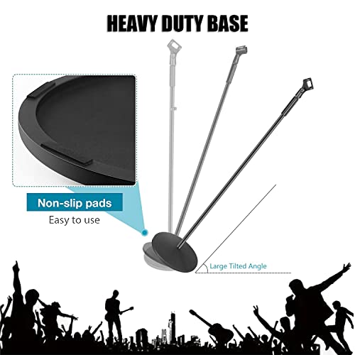 GLEAM Microphone Stand, Mic Stand Floor Detachable Boom Mic Arm Stands with Weighted Round Base, Height Adjustable from 34" to 60"